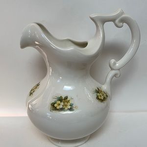 Vintage antique style wash pitcher with applied  floral design
